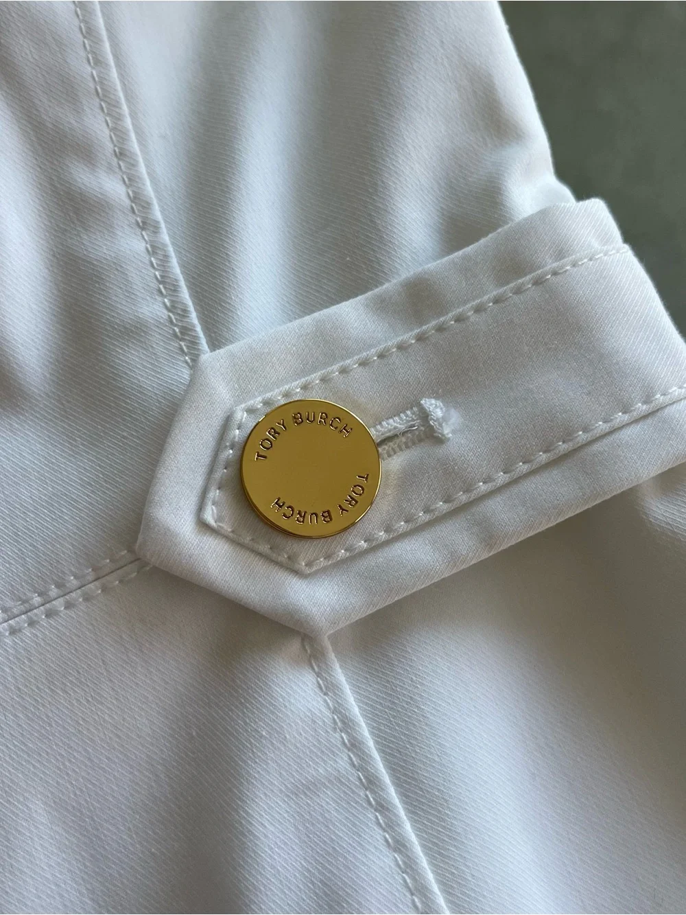 TORY BURCH Dress White‎ Gold Buttons Pinup Fitted Shift Size 2 Bride Wedding
